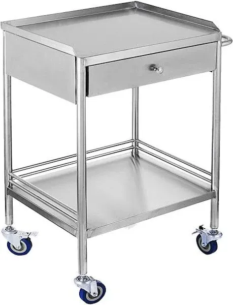 2 Layers Household Utility Carts with Wheels Rolling Medical Carts with Wheels and 