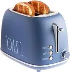 Rae Dunn Retro Rounded Bread Toaster, 2 Slice Stainless Steel Toaster with Removable Crumb Tray, Wide Slot with 6 Browning Levels, Bagel (Navy)