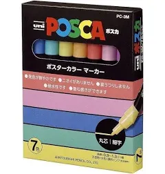 PC-3M 7C Uni Posca Paint Marker Pen, Fine Point, Set of 7 w/Tracking