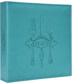 COFICE Recipe Binder – 8.5x11 3 Ring Blank Family Recipe Book Binder Kit to Write in Your Own Recipes with PU Faux Leather Cover and Plastic Sleeves (Grey)