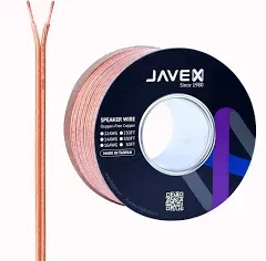 JAVEX 14-Gauge AWG Speaker Wire (50 FT), [OFC Oxygen-Free Copper] HighFlex Cable for Hi-Fi Systems, Home Theater and Car Audio System, Blue/Black