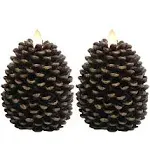 Eldnacele LED Pine Cone Candles Moving Wick, Battery Operated Flameless Candles