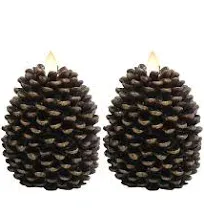 Eldnacele LED Pine Cone Candles Moving Wick, Battery Operated Flameless Candles