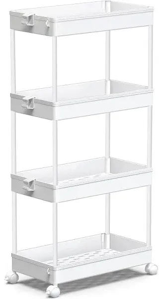 SAKA Storage Cart, 4-Tier Mobile Shelving Unit, Bathroom Rolling Cart Uti