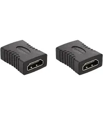 Amazon Basics HDMI Female to Female Coupler Adapter (2 Pack), 29 x 22mm, Black