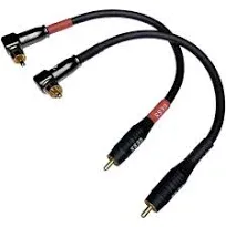 CESS-167-6i RCA Right Angle to Straight Type Male to Male Preamp Jumpers Patch Cable, 2 Pack (6 Inches)