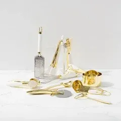 White and Gold Kitchen Utensils Set - 16 PC Gold Kitchen Set Includes Gold Me...