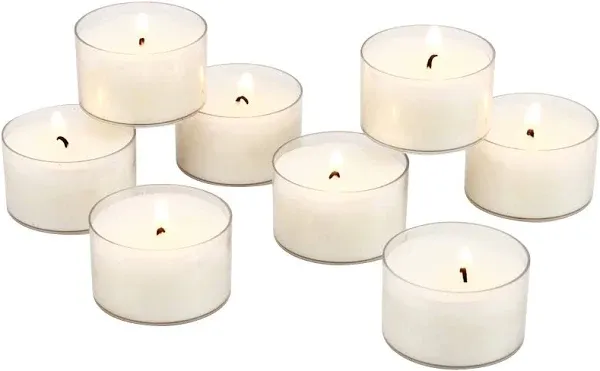 Stonebriar Unscented Long Burning Clear Cup Tealight Candles with 8 Hour Burn Time