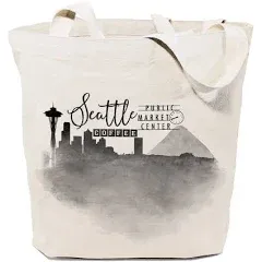 Seattle Cityscape Cotton Canvas Tote Bag