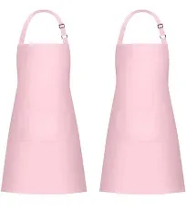 2 Pack 100% Cotton Aprons with 2 Pockets Cooking Chef Kitchen Adjustable Bib Apr