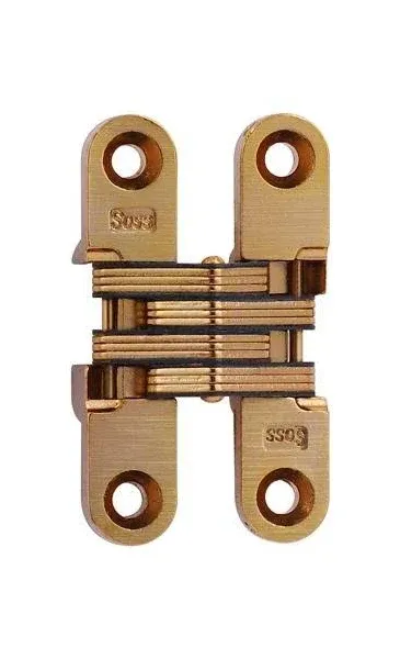 Soss 204 Brass Pair Of 2-3/8&#034;H Invisible Hinges For Light Duty