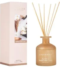 Cocorrína Reed Diffuser Vanilla Cookie Crunch 6.76oz Diffuser with 8 Sticks Home Fragrance Reed Diffuser for Home Bedroom Bathroom Shelf Decor