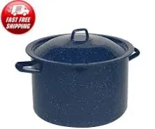 Imusa Blue Speckled Enamel Stock Pot 6 Quart, Blue