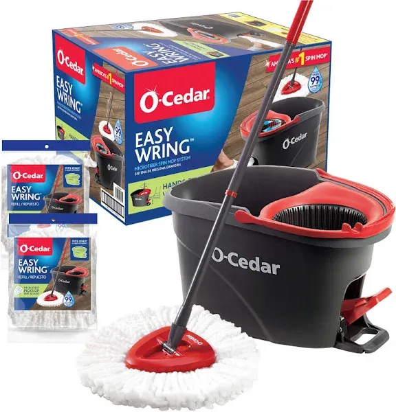 O-Cedar EasyWring Microfiber Spin Mop and Bucket System - Red