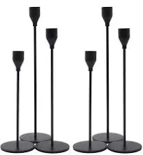 Denique Candlestick Holders 2 Sets, 6 PCS Matte Black Taper Candle Holders