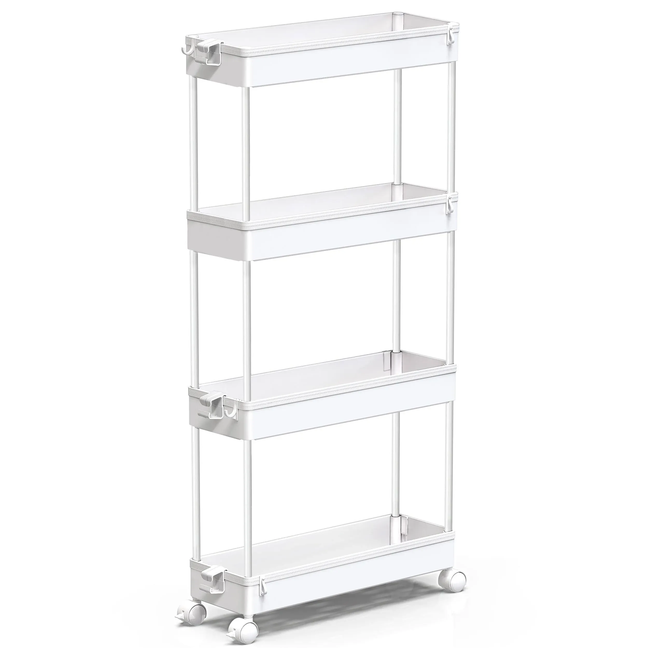 SPACEKEEPER Rolling Storage Cart 4 Tier Organizer Mobile Shelving Unit Utility Cart Kitchen Bathroom Laundry