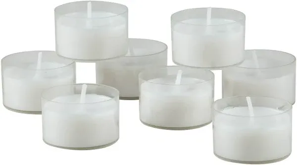 Stonebriar Unscented Long Burning Clear Cup Tealight Candles with 8 Hour Burn Time