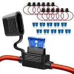 Qizpcer 10 Pack 14 AWG Inline Fuse Holder - 12V-Dc ATC/ATO 14 Gauge Fuse Holder for 15A Blade Fuse