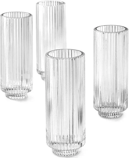 5" Ribbed Glass Votive Candle Holder, in 3 Colors