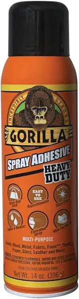 Gorilla Heavy Duty, Clear Spray Adhesive, 4 Ounce Can, Size: 4 oz