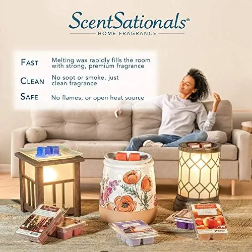 Scentsationals Wax Melt Warmer, Wax Warmer for Scented Wax Melts - Home - Candle Wax Melter for Fragrance Cubes and Tarts