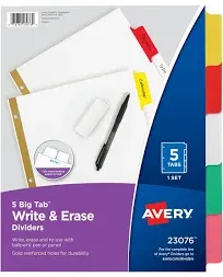 Avery Big Tab Write Erase Dividers