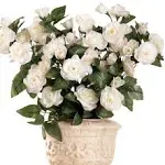 Collections Etc Floral Rose Bushes - Set of 3 White