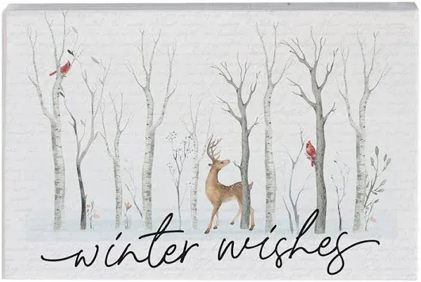 Simply Said, INC Small Talk Rectangles - "Winter Wishes" - Serene Winter Landscape on Rustic Distressed Wood - 3.5" x 5.25" Made In USA