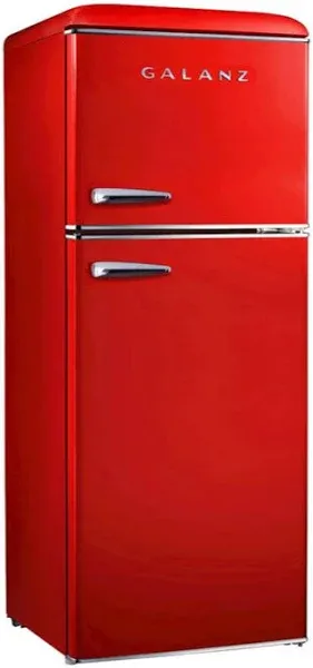 4.6 cu. ft. Retro Mini Fridge with Dual Door True Freezer in Red