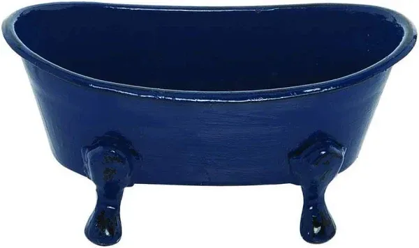 Foreside Home & Garden Blue Enamel Bathtub Soap Dish