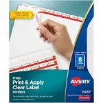 Avery Print and Apply Index Maker Clear Label Dividers 8 White Tabs Letter 5 Sets