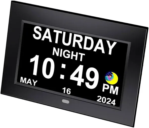 Alarm Clock with Day and Date for Elderly 7inch Digital Calendar Clock Photo ...