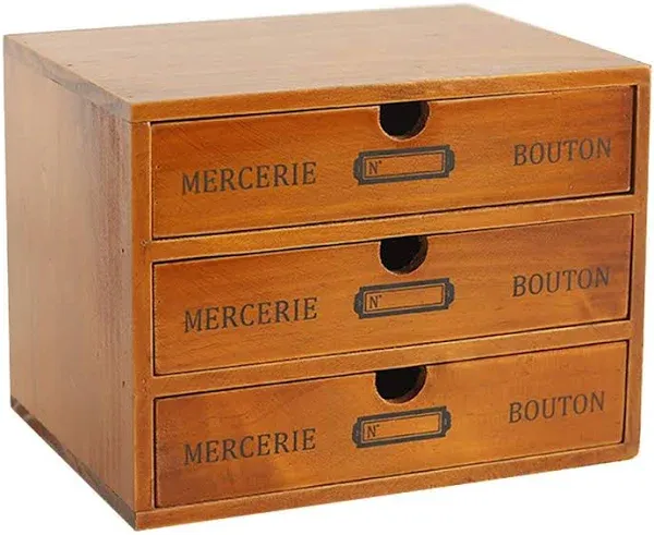 WillCome Wooden Storage Box with Drawers