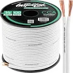 Install Link 14 Gauge Speaker Wire (White) for Car, Home or RV Audio Cable, 100ft, CCA