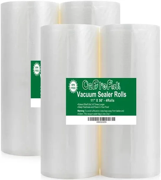 4 Pack 11&#034;X50&#039;(Total2<wbr/>00Feet) Vacuum Sealer Bags Rolls for Food,Commercia<wbr/>l Grade,