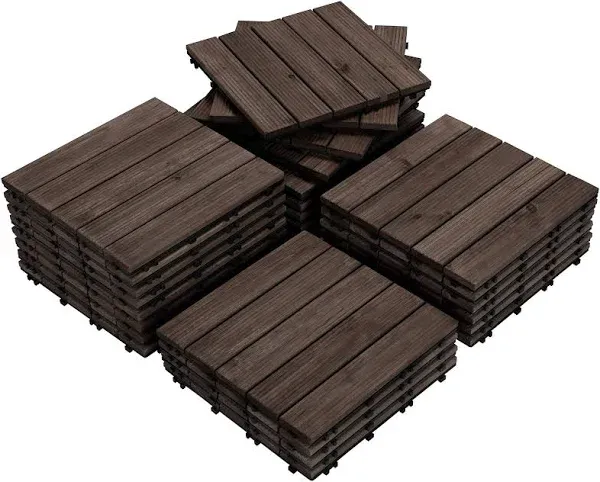 Yaheetech Wood Flooring Tiles Patio Garden