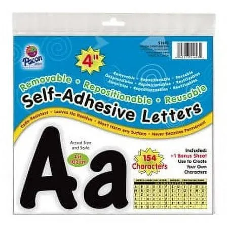 PACON Pacon 4" Self-Adhesive Uppercase and Lowercase Letters, 154-Count, Black (51693)