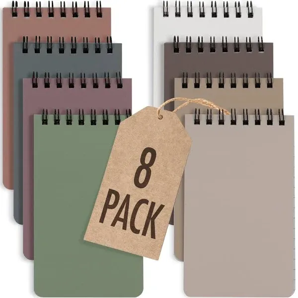 ZICOTO Aesthetic Pocket Notebooks Set of 8 - Small 3x5 Spiral Notepads with Lined Pages - The Perfect Little Mini Note Pads to Stay Organized and