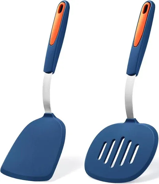 2 Pieces Silicone Spatula set Non-Stick Turner Spatulas Heat Resistant Silico...