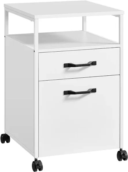 VASAGLE File Cabinet Mobile Filing Cabinet with Wheels 2 Drawers Open Shelf