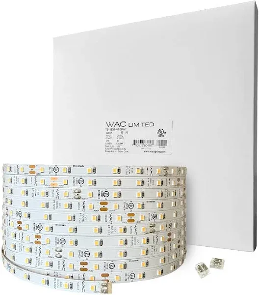 WAC Lighting T24-BS2-15-27WT, Basics 24VDC LED Tape Light 2700K 2.4W per Foot 15ft Reel Field Cuttable Every 2in Fully Dimmable Contractor Quality for Kitchens, Undercabinet, Task, and Cove Lighting