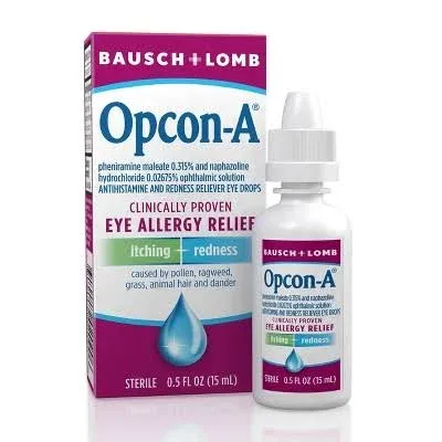 Opcon-A Eye Allergy Relief Drops, Antihistamine and Redness Reliever Eye Drops, 0.5 fl oz, 2 Pack