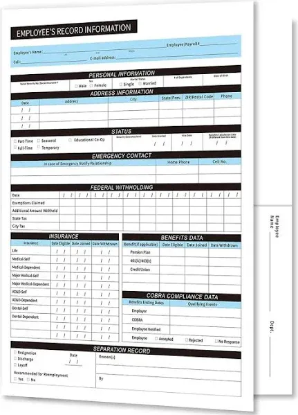 Employee Record Folders - Confidential, High-Capacity, and Durable - 