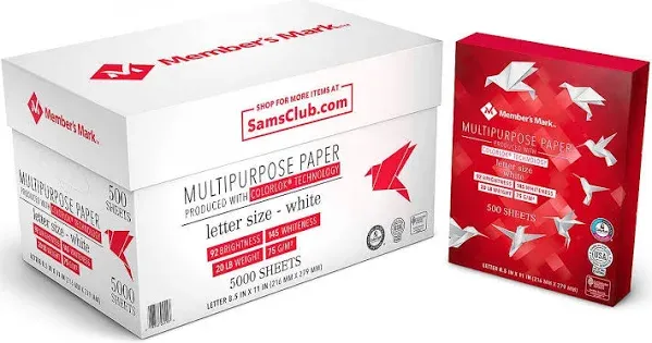 Members Mark Multipurpose Copy Paper 20 Lb. 92 Bright 8.5 X 11" 10 Ream Case