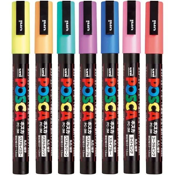 Paint Marker Pen, Fine Point, Set of 7 Natural Color PC-3M 7C, Original Version