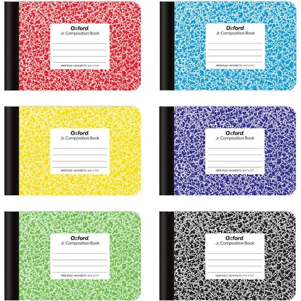 Oxford Jr. Composition Notebooks Half Size 4-7/8 X 7-1/2 Inches Wide Ruled Pa