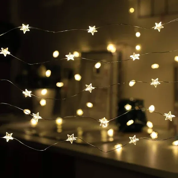 Shimmer forest Twinkle Star String Lights 40 led Spring Garden Decorative Indoor Outdoor Fairy Light usb & Battery Operated Lights 13ft Waterproof Lights with Remote