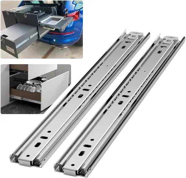 1 Pair 12 Inch 150 Lb Heavy Duty Drawer Slides with Lock Full Extension Ball Bearing Cabinet Telescoping Sliding Rails Tool Box Runners Tracks Glides Side Mount (with Lock, 12 inch)