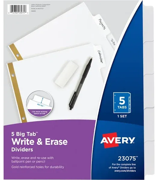 Avery Write Erase Big Tab Dividers