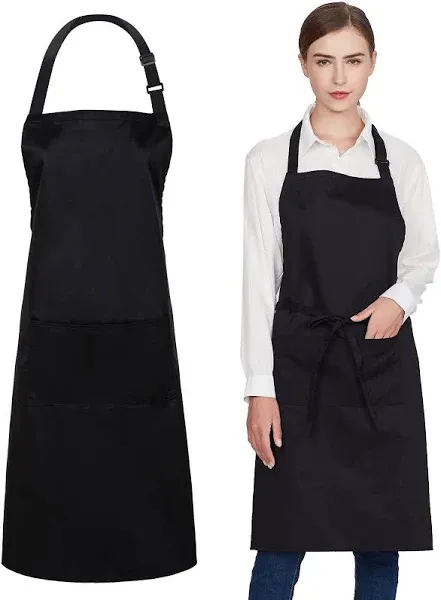 Aprons for Women Men with 2 Pockets Chef  Kitchen Baking Cooking BBQ Black Gift